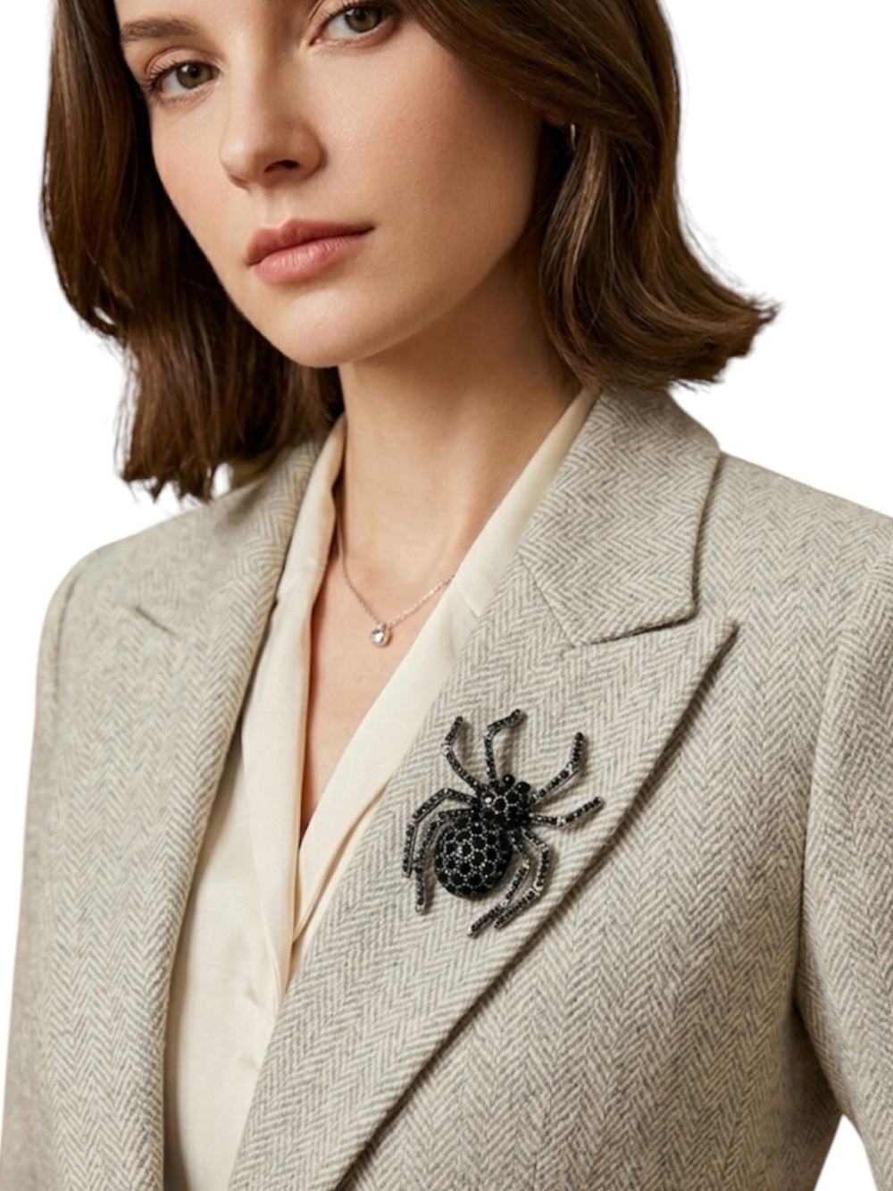NWT Elegant Black Crystal Spider Brooch Halloween Statement Jewelry